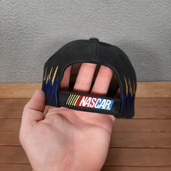 Vintage Nascar Hat Adult Strap Back Cap Black Blue Racing Grunge Faded 1990s Y2K - Picture 6 of 9